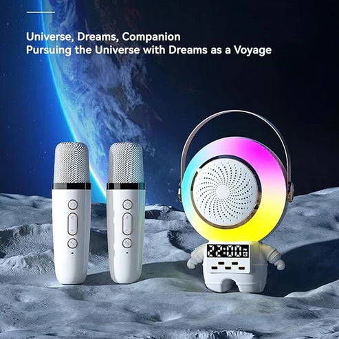 Astronaut Mini Karaoke Machine & Bluetooth Speaker (Includes Wireless Microphones)
