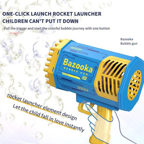 Rocket Launcher Bazooka Bubble Gun (69-Holes) with LED Lights