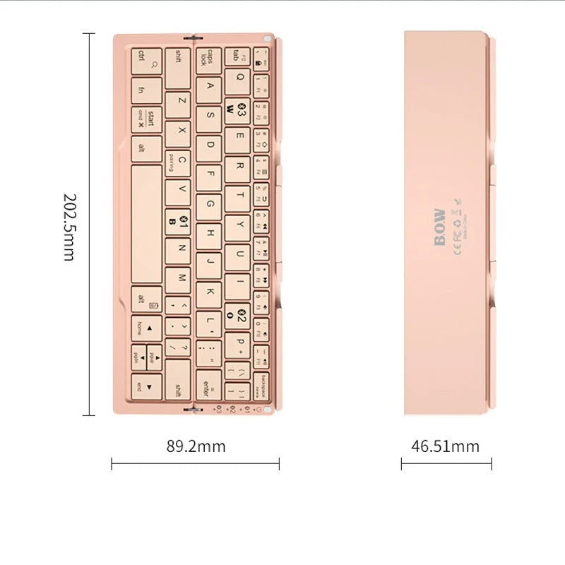 Ultra-Slim Folding Aluminum Bluetooth Keyboard with Integrated Device Stand
